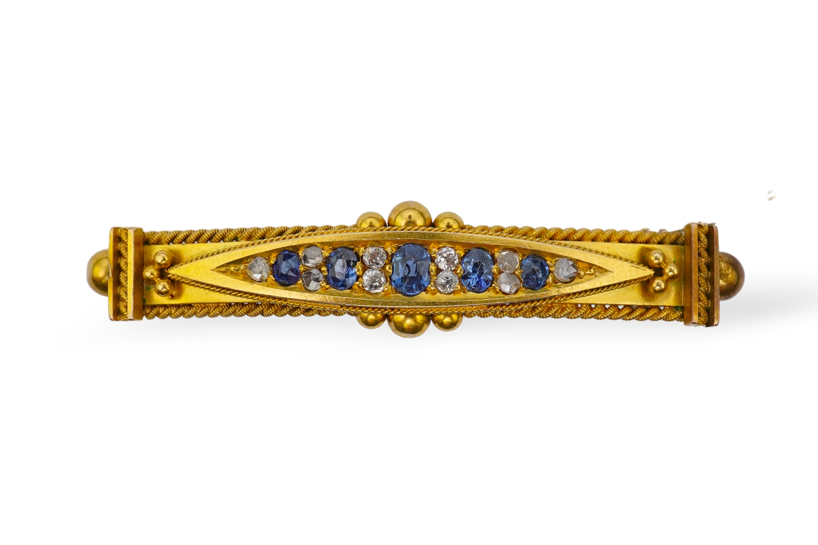 A Victorian sapphire and diamond brooch, late 19th century